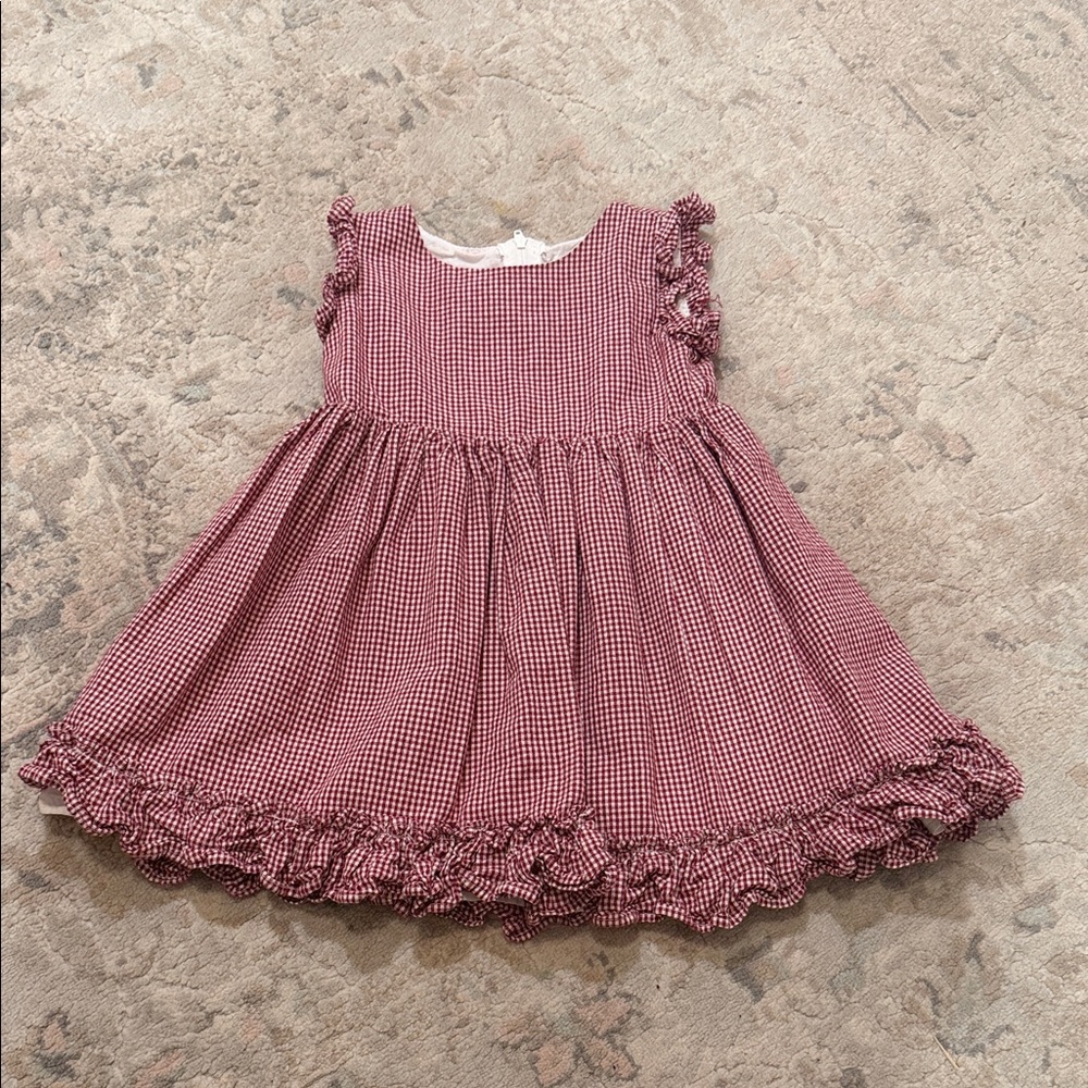 Popatu Girls Red Gingham Check Ruffle Dress Size 3T - Picnic Style